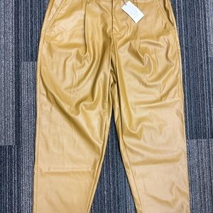 a new day Cropped Faux Leather Ankle Pants in Camel
